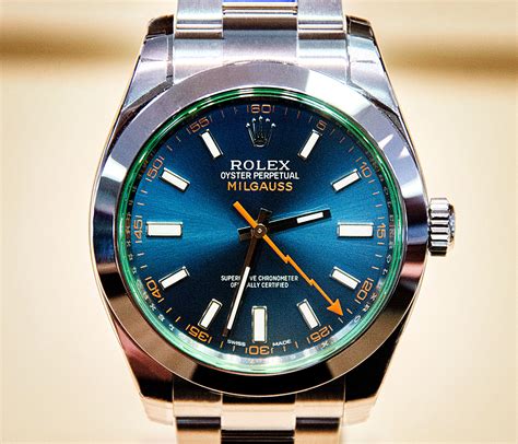 rolex milgauss black or blue|rolex milgauss blue price.